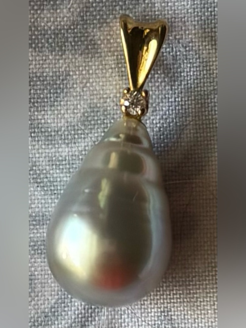 Maui Divers Silver/Iridescent Baroque Pearl Pendant, Diamond Accent in 14k Gold